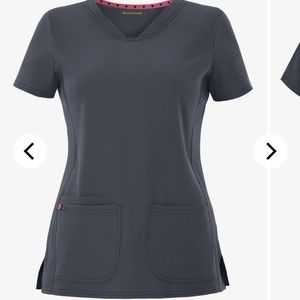 TWO Heartsoul Scrub Tops in Pewter Gray